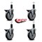 Service Caster 5'' Thermoplastic Rubber Swivel 1-1/4'' Expanding Stem Caster Set with Brake, 4PK SCC-EX20S514-TPRB-PLB-114-4 - alternate 2